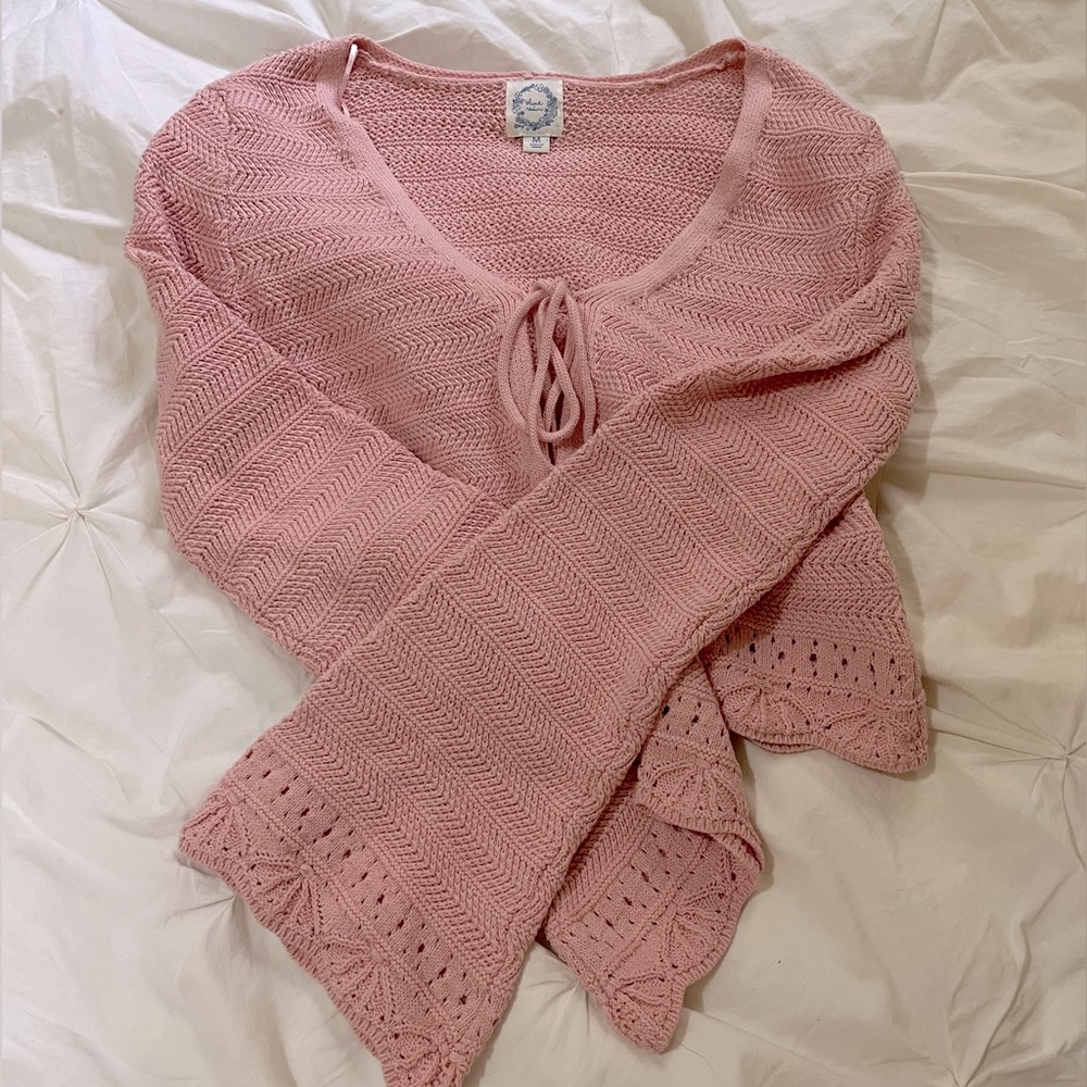 Francesca's Collections Pink Crocheted Cardigan Size M